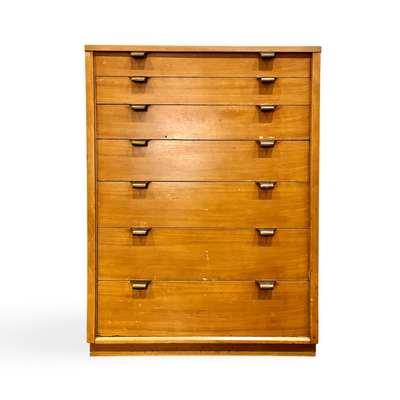 Edward Wormley for Drexel Precedent Vintage Mid Century Modern 7 Dr... — brass construction, front view