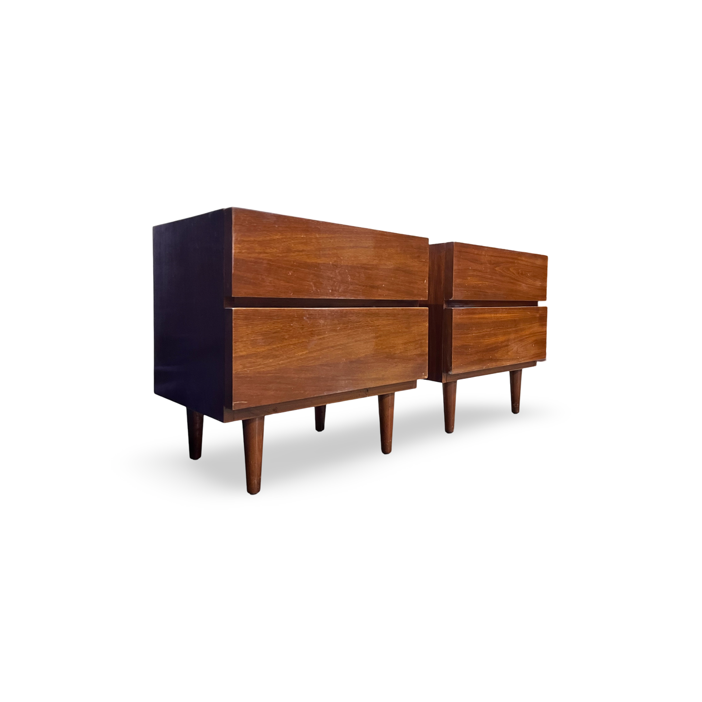 American of Martinsville nightstands with overlapping drawers, 1960s