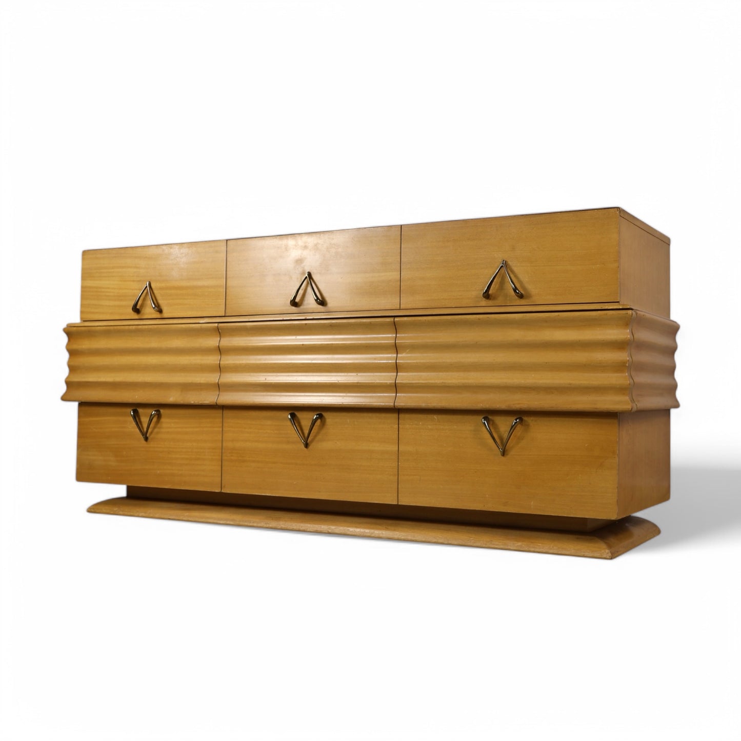 Birch Vintage Streamline Mid Century Modern Lowboy Dresser c. 1950s