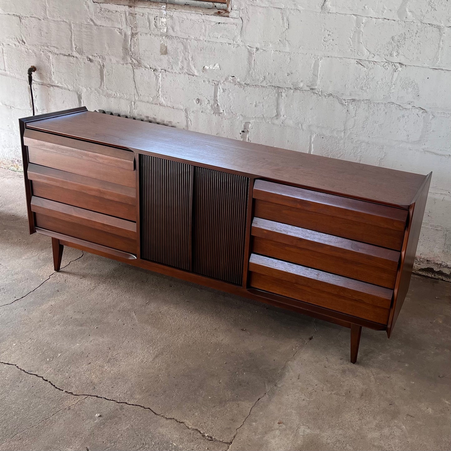Lane First Edition Vintage Mid Century Modern Brutalist Lowboy Dresser c. 1960s