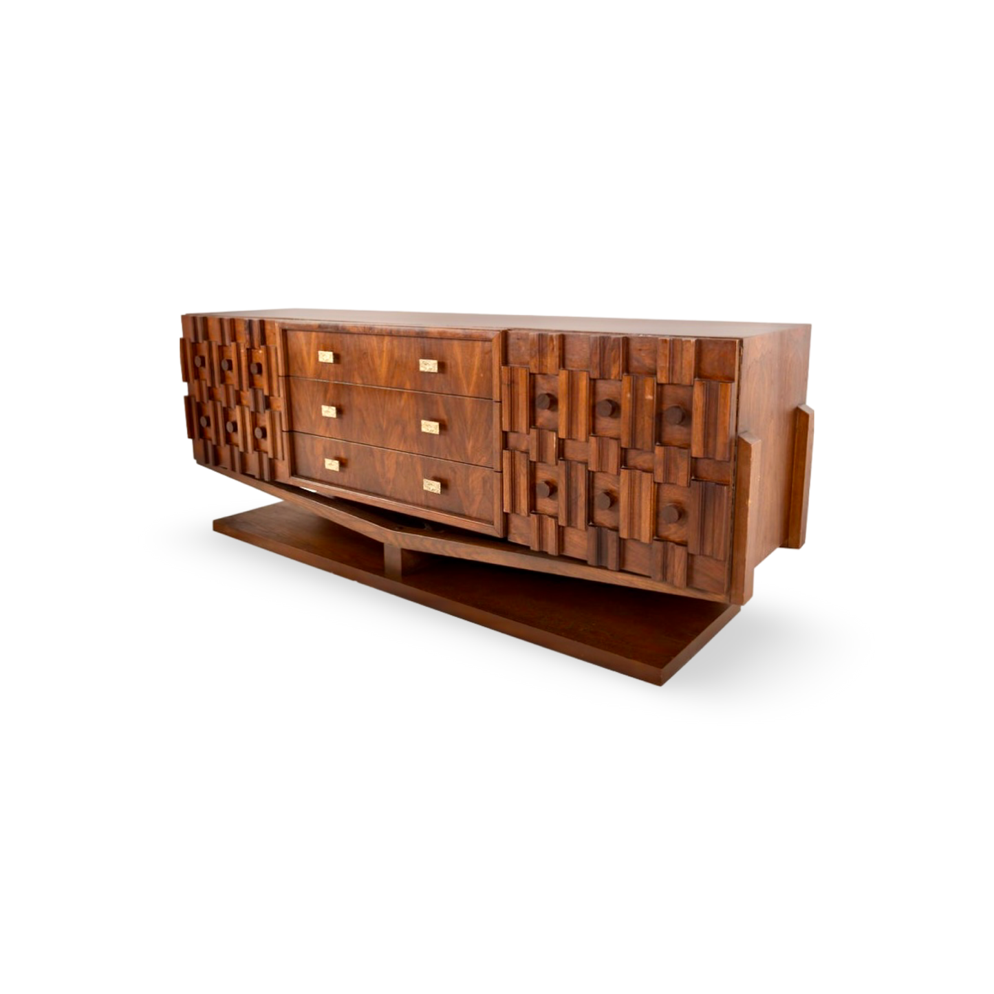 Brutalist Mid Century Modern dresser with sculpted details