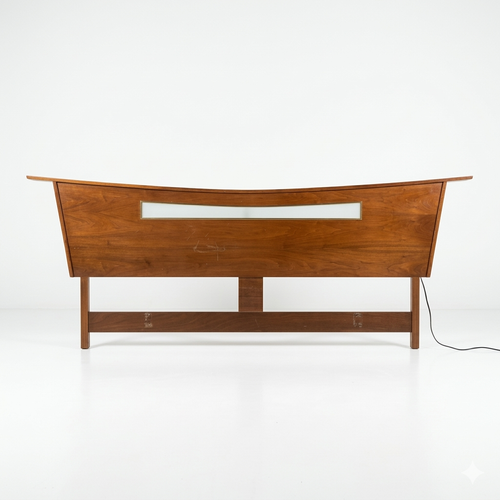George Nakashima Style Vintage Style Mid Century Modern King Headbo... โ walnut construction, front view