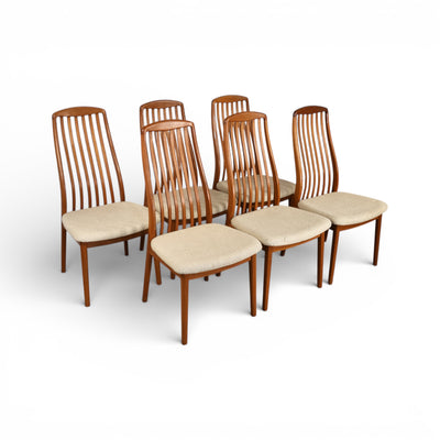 Benny Linden Set of 6 Vintage Mid Century Danish Modern Teak Dining... ā brass construction, front view