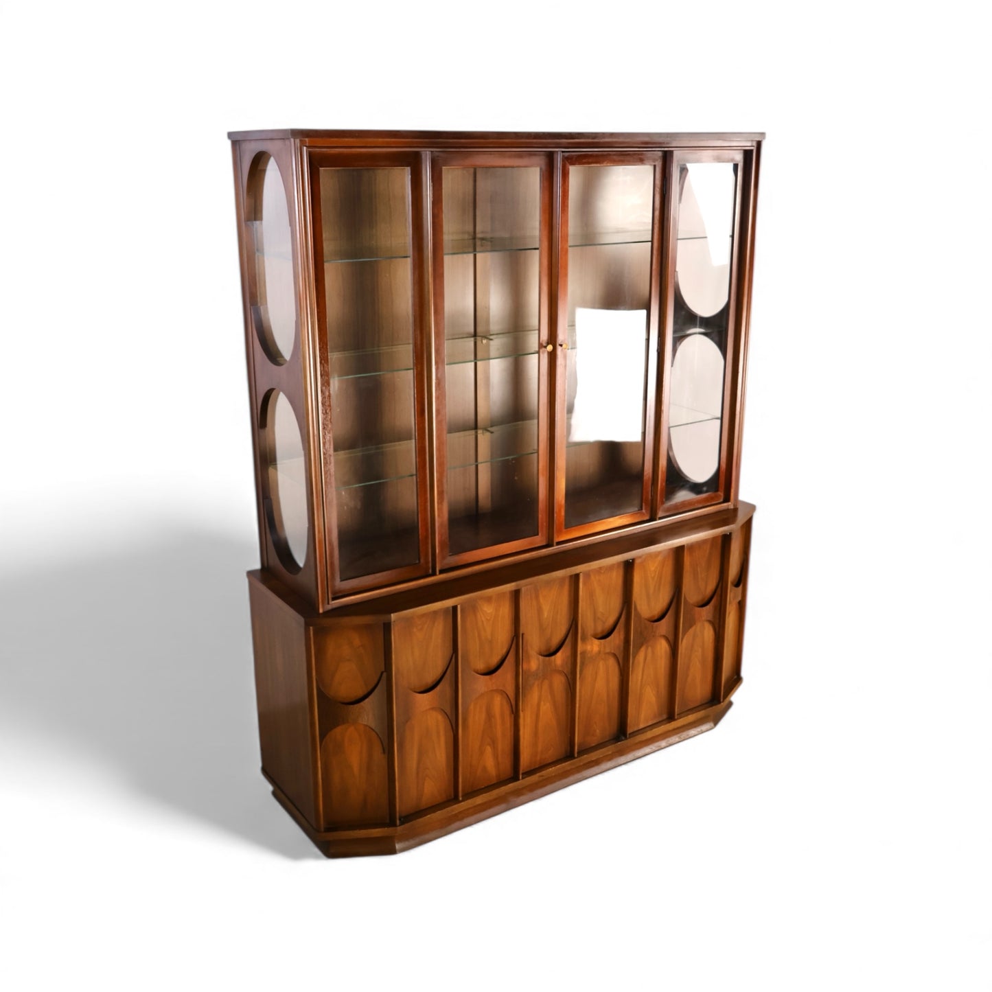 Kent Coffey Perspecta Vintage Mid Century Modern 2 Piece China Cabinet & Hutch c. 1960s