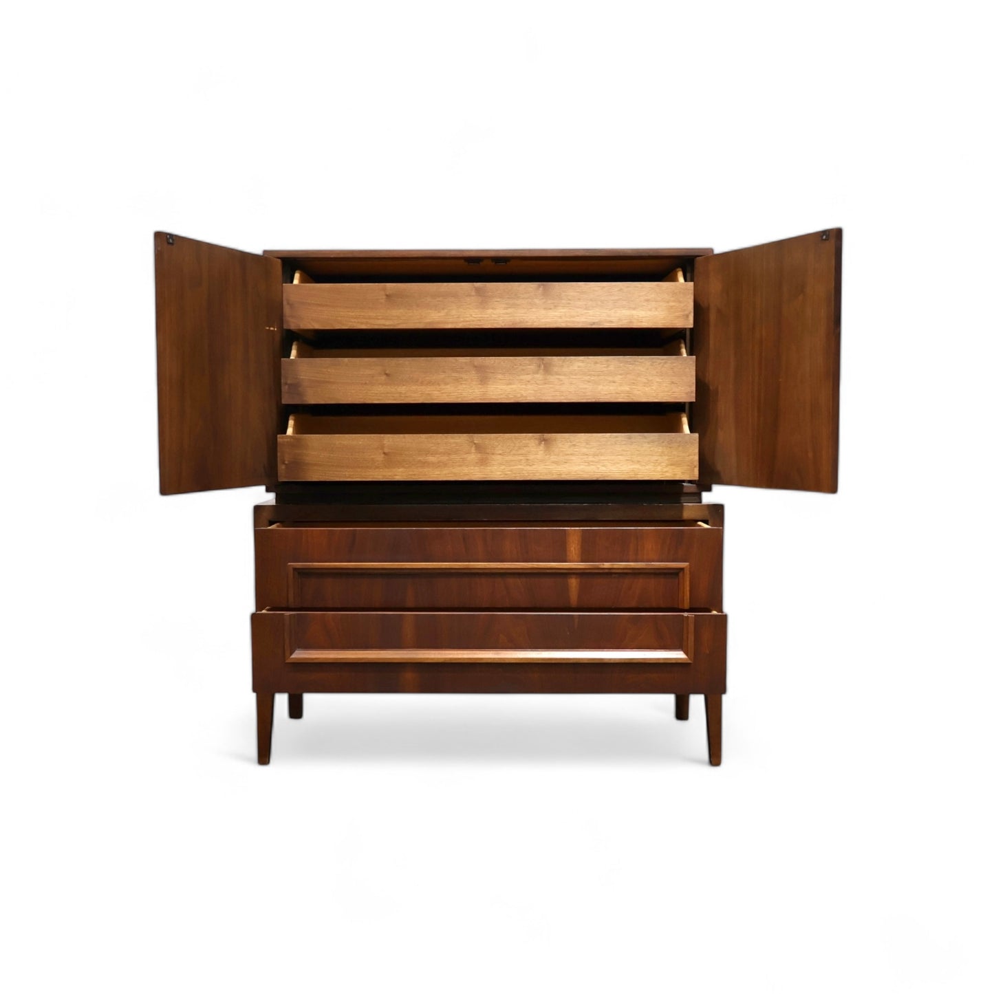 United Furniture Tiki Vintage Mid Century Modern Highboy Dresser c. 1960s