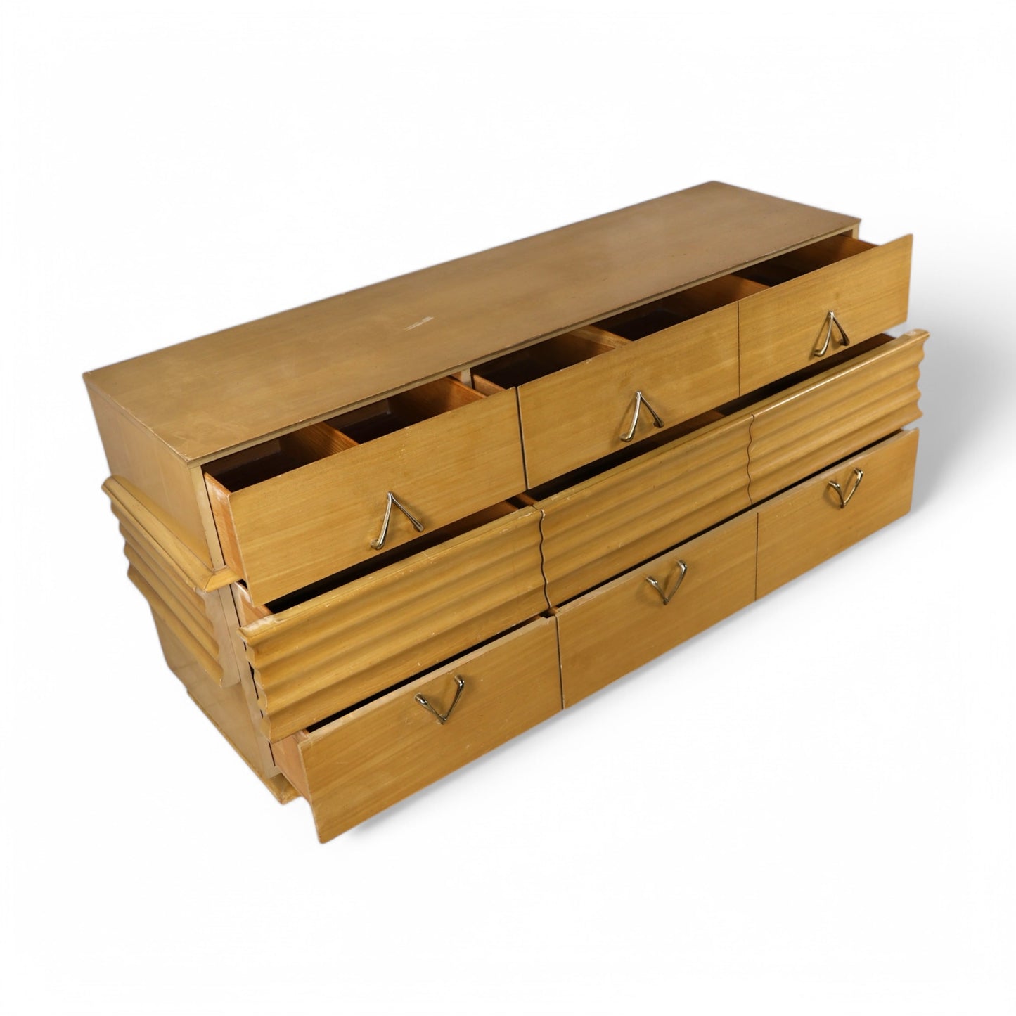 Birch Vintage Streamline Mid Century Modern Lowboy Dresser c. 1950s