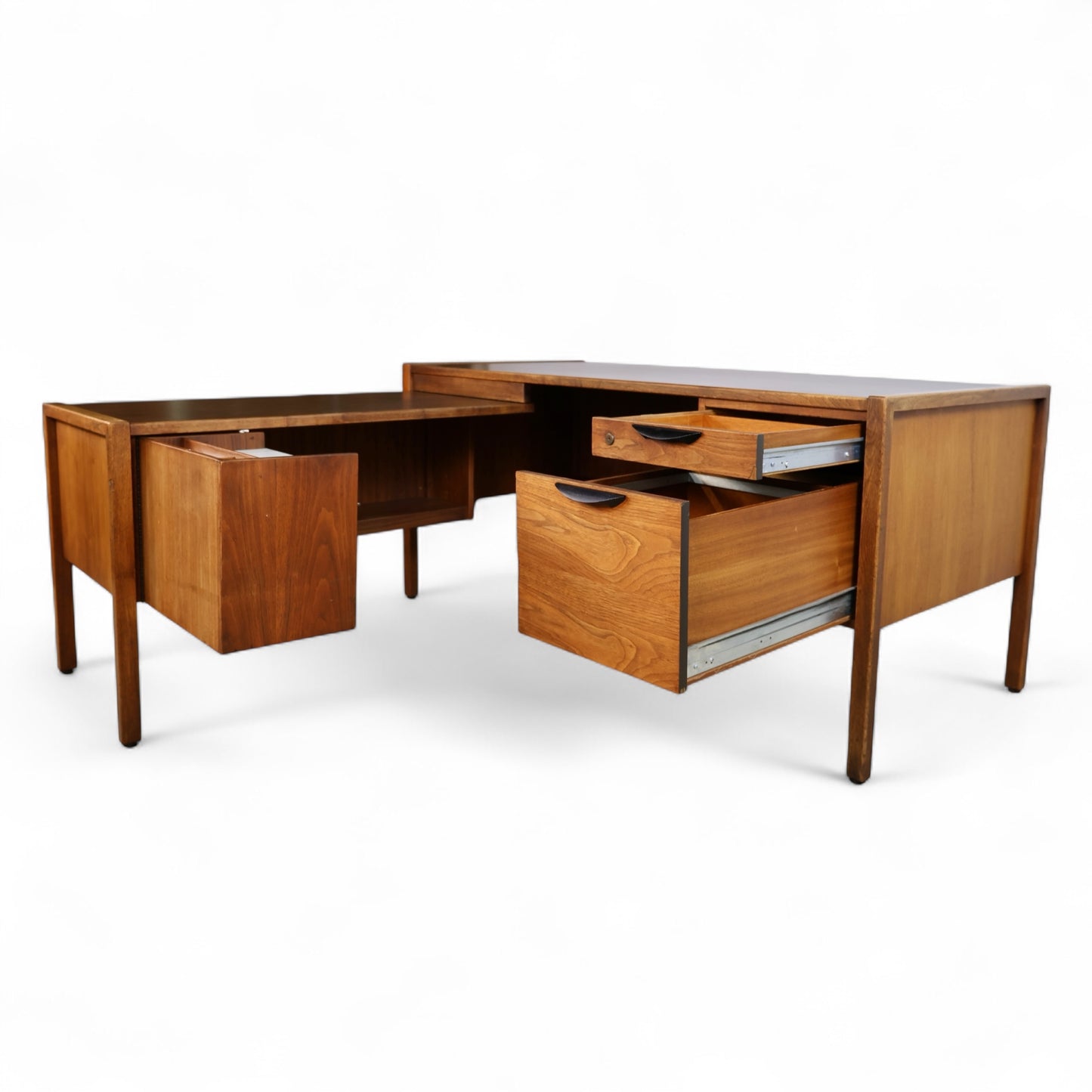 Jens Risom Vintage Mid Century Modern L-Shaped Executive Desk and Return c. 1960s