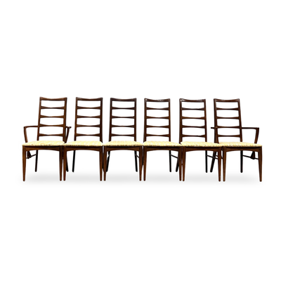Niels Koefoed style Vintage Mid Century Modern Set of 6 Dining Chai... ā walnut construction, front view