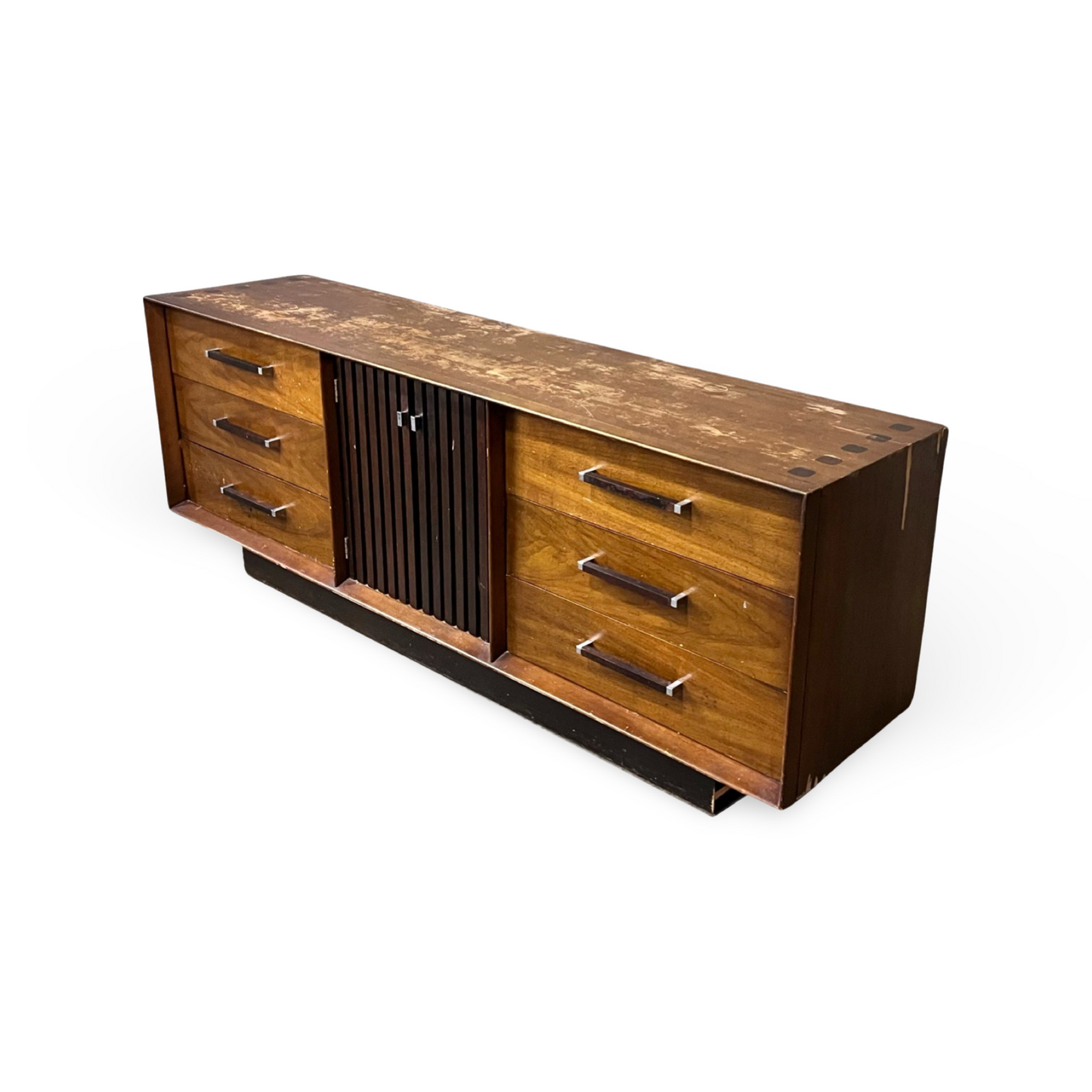 Lane Tower Suite Vintage Mid Century Modern Brutalist Lowboy Dresser c. 1970s