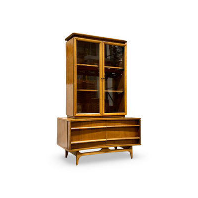 Young Manufacturing Petite Vintage Mid Century Modern 2 Piece China... ā walnut construction, front view