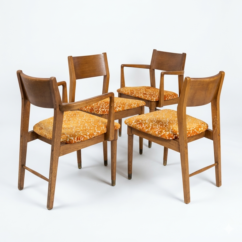 Drexel Biscayne Vintage Mid Century Modern Set of Four Dining Chairs c. 1960s