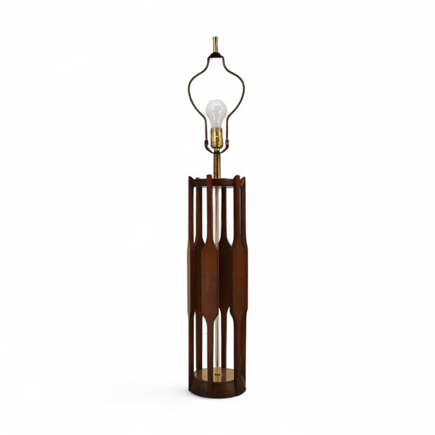 Modeline Attributed Vintage Mid Century Modern Walnut and Brass Table Lamp c. 1960s
