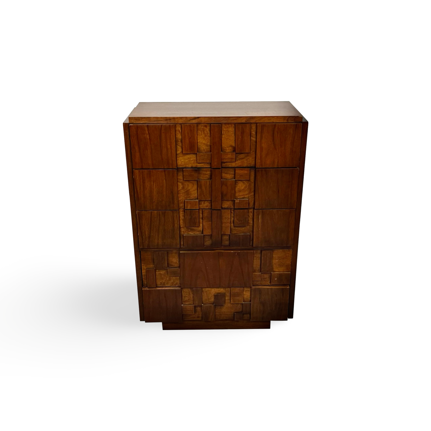 Lane Staccato Vintage Mid Century Modern Brutalist 5 Drawer Highboy Dresser c. 1970s