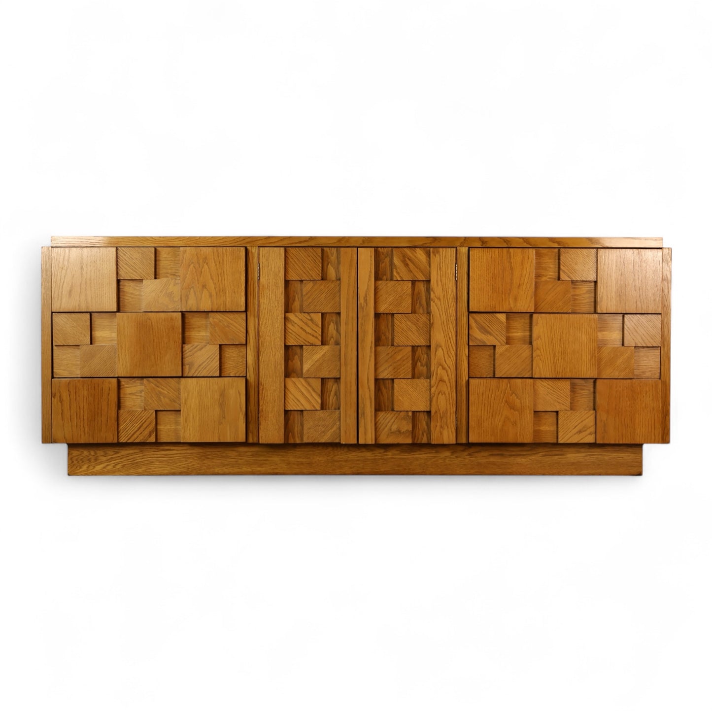 Lane Staccato Brutalist Vintage Mid Century Modern White Oak Lowboy Dresser c. 1970s