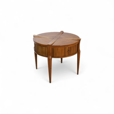 Stunning Vintage Mid Century Modern Tambour Walnut Side Table c. 1960s β front view