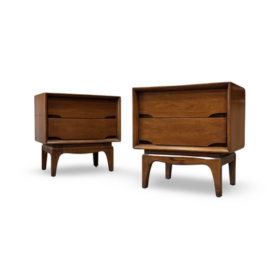 Kent Coffey Forum Pair of Vintage Mid Century Modern Nightstands c.... — walnut construction, front view
