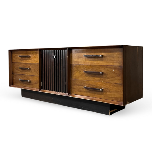 Lane Tower Suite Vintage Mid Century Modern Brutalist Lowboy Dresser c. 1970s