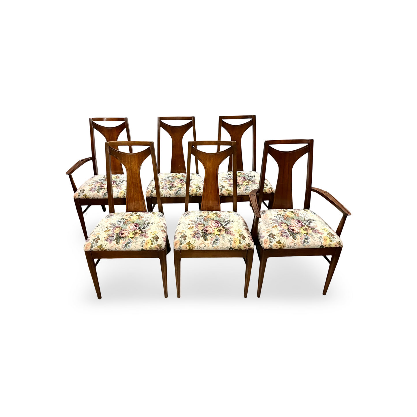 Set of 6 Kent Coffey Perspecta Dining Chairs with Floral Upholstery