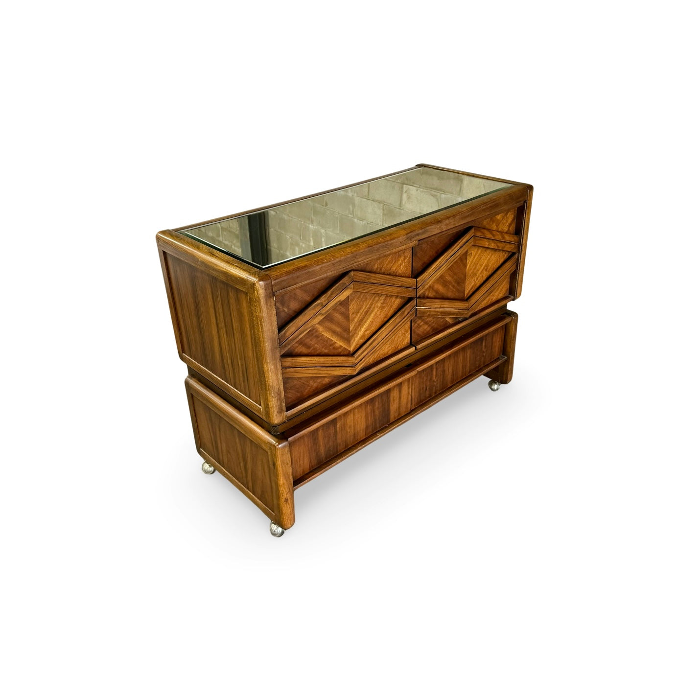 Pulaski Vintage Mid Century Modern Brutalist Bar Cart c. 1970s