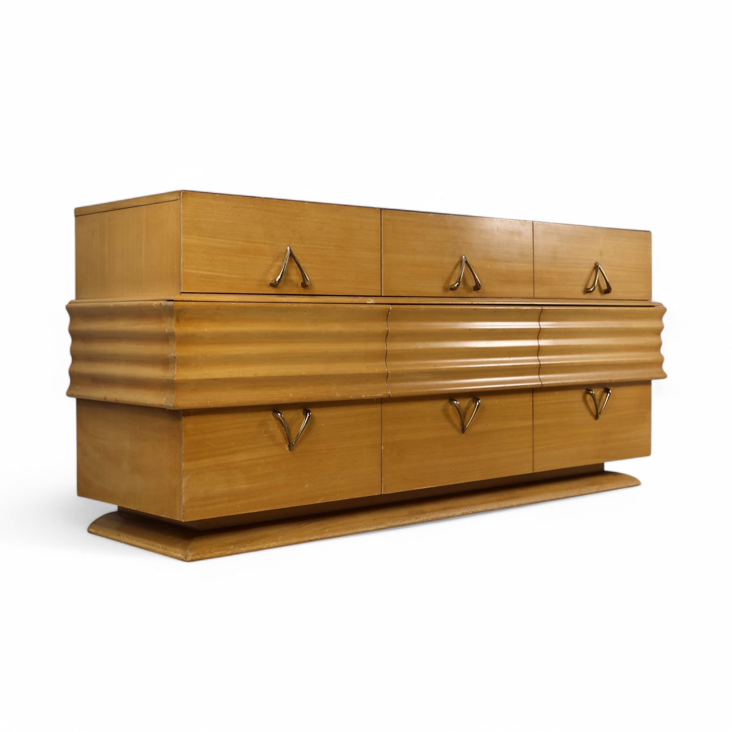 Birch Vintage Streamline Mid Century Modern Lowboy Dresser c. 1950s