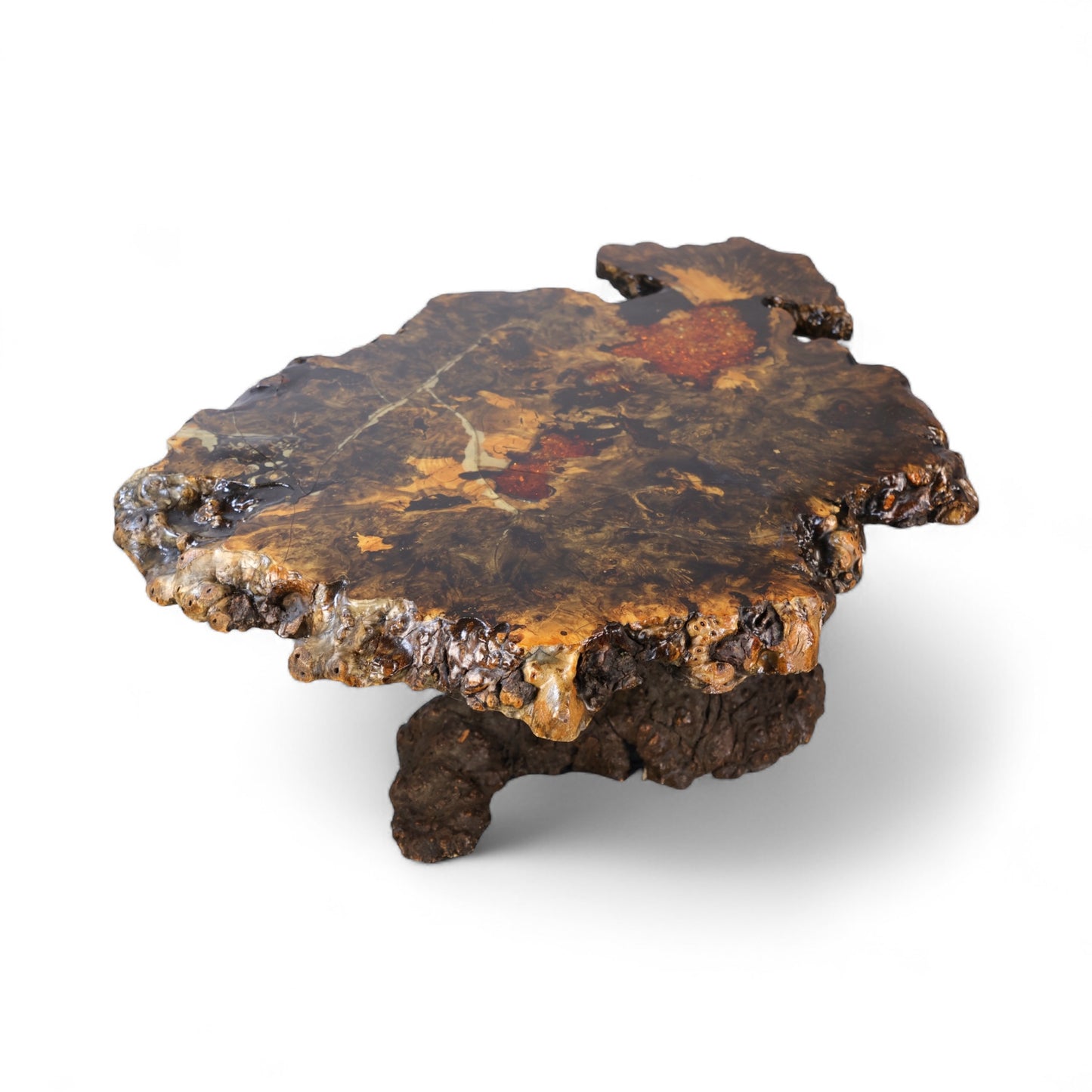 Original Star Dust Redwood Burl Root Vintage Mid Century Modern Free Form Coffee Table c. 1960s