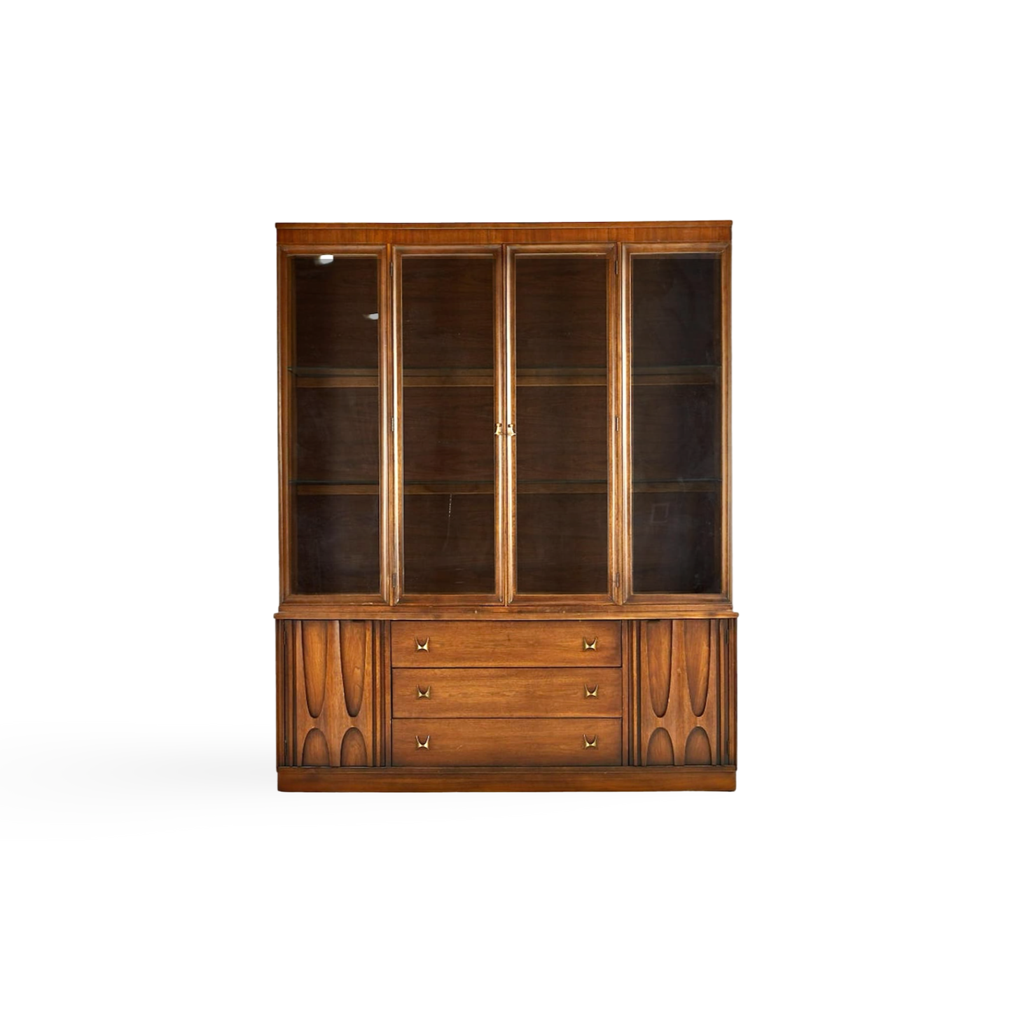 Broyhill Brasilia II Vintage Mid Century Modern 2 Piece China Cabinet c. 1960s