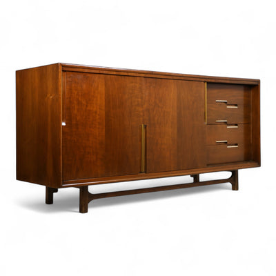 Cavalier Corporation Vintage Mid Century Modern 12 Drawer Lowboy Dr... — walnut construction, front view