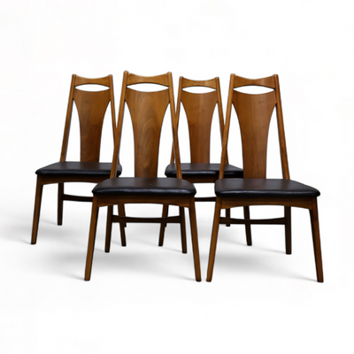 Young Manufacturing Vintage Mid Century Modern Set of 4 Dining Chai... ā walnut construction, front view