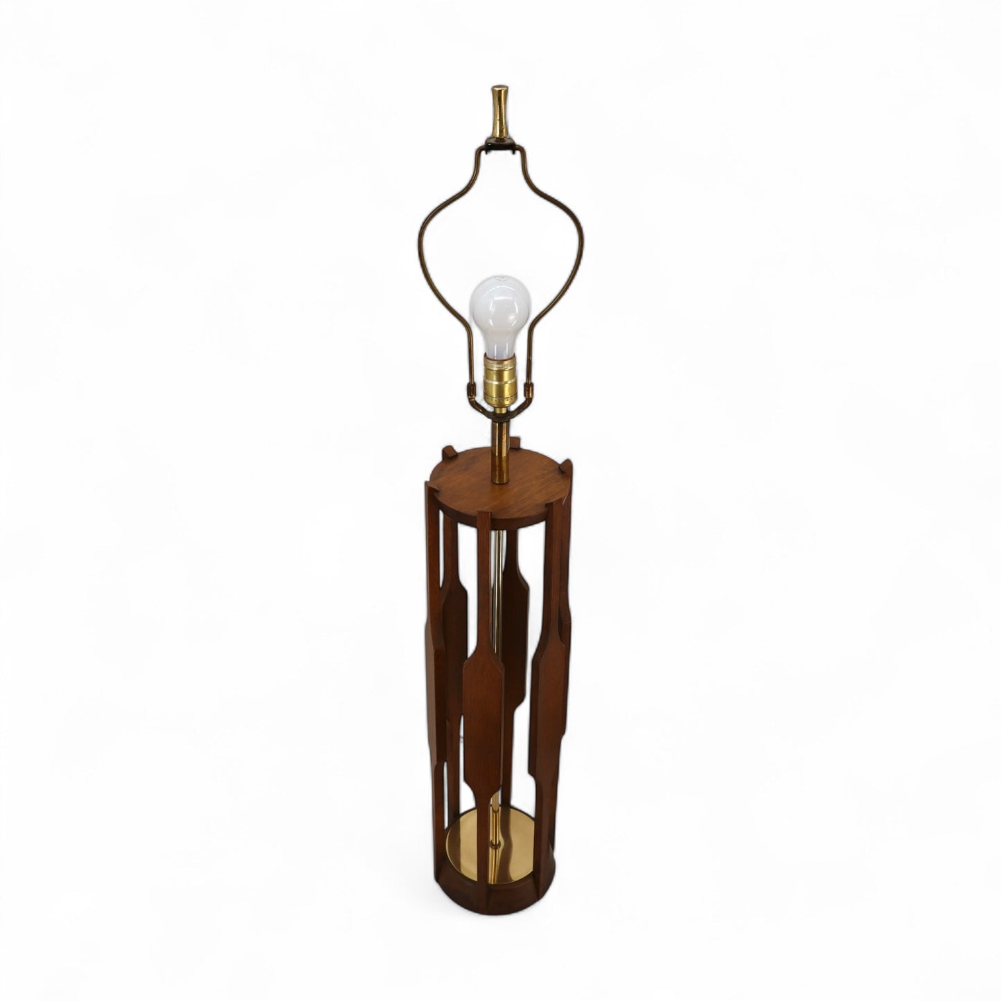 Modeline Attributed Vintage Mid Century Modern Walnut and Brass Table Lamp c. 1960s