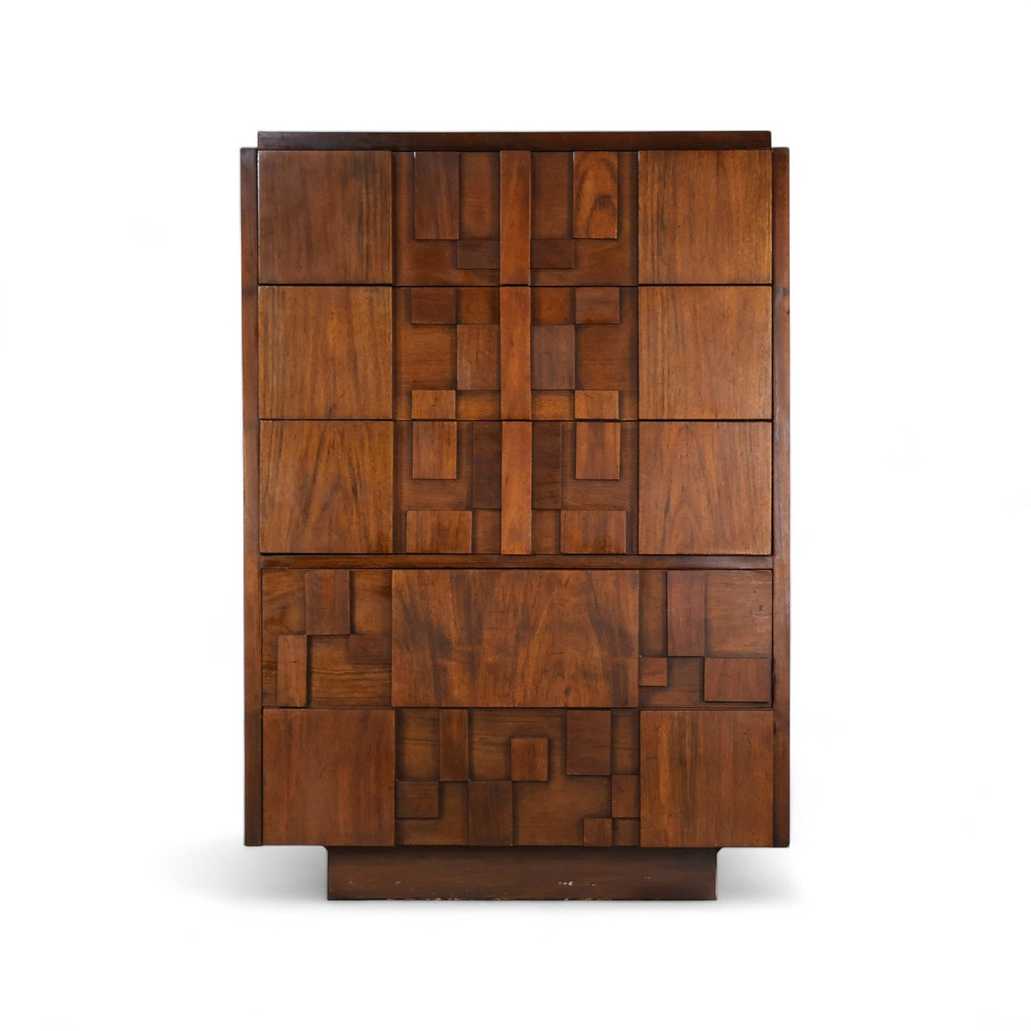 Lane Staccato Vintage Brutalist Mid Century Modern 5 Drawer Highboy Dresser c. 1970s