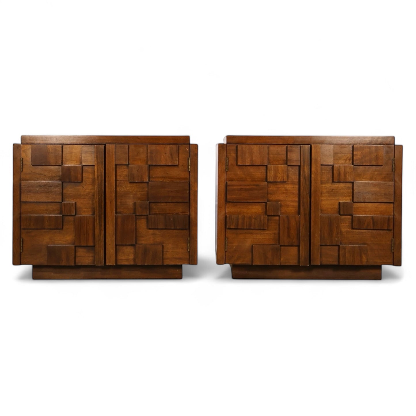 Lane Staccato Vintage Brutalist Mid Century Modern Pair of Nightstands c. 1960s