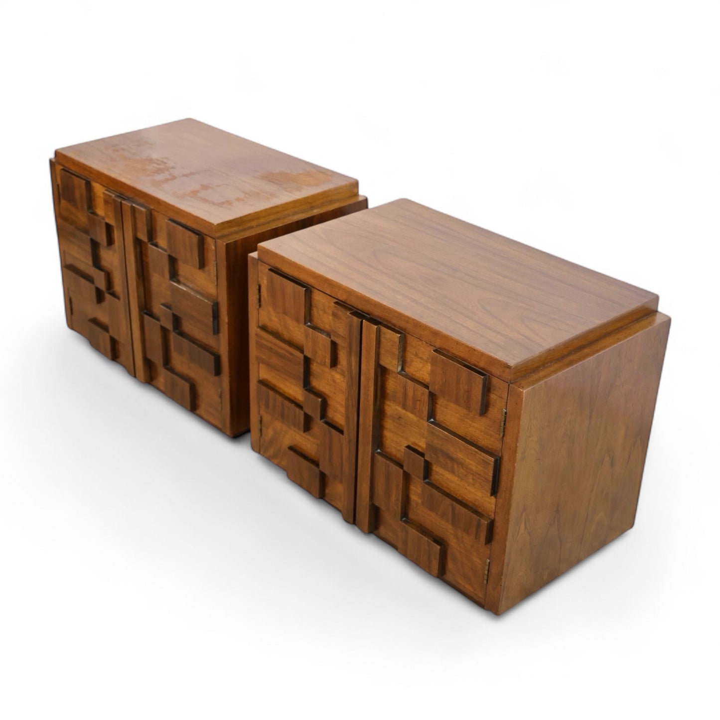 Lane Staccato Vintage Brutalist Mid Century Modern Pair of Nightstands c. 1960s