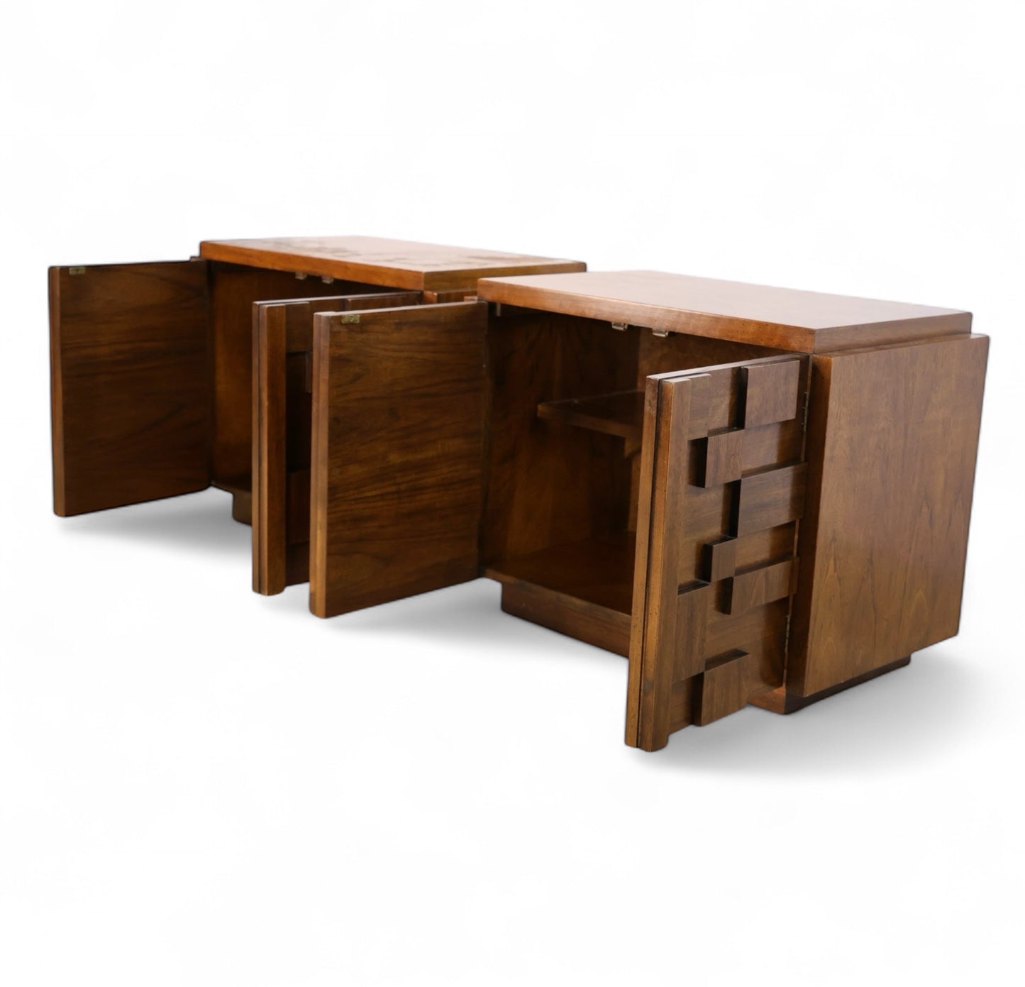 Lane Staccato Vintage Brutalist Mid Century Modern Pair of Nightstands c. 1960s