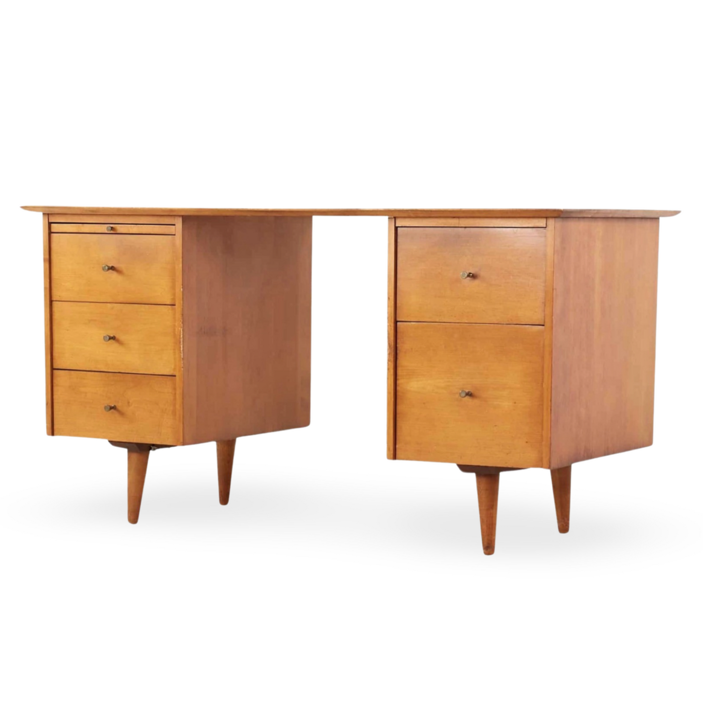 Paul Mccobb Planner Group Model 1561 Vintage Mid Century Modern Double Pedestal Desk c. 1950s