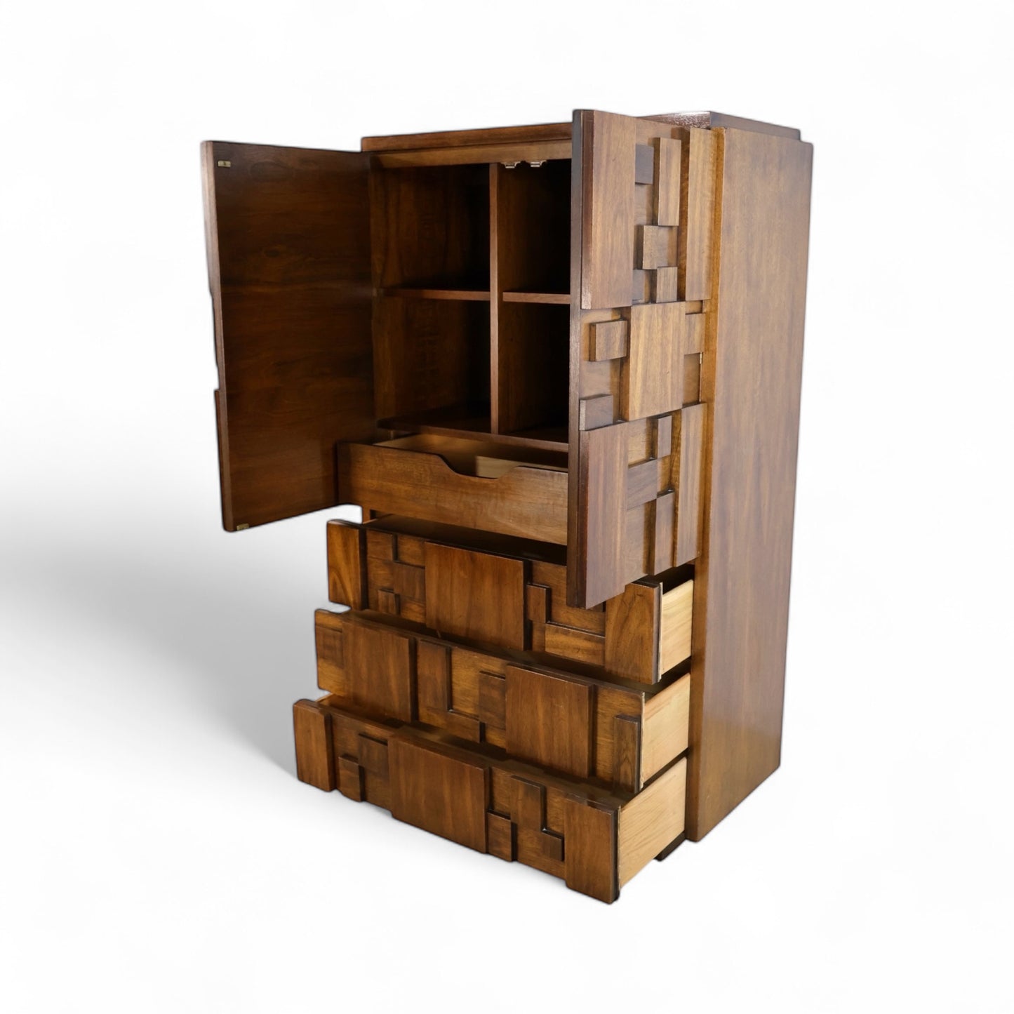Lane Staccato Vintage Brutalist Mid Century Modern Armoire c. 1960s