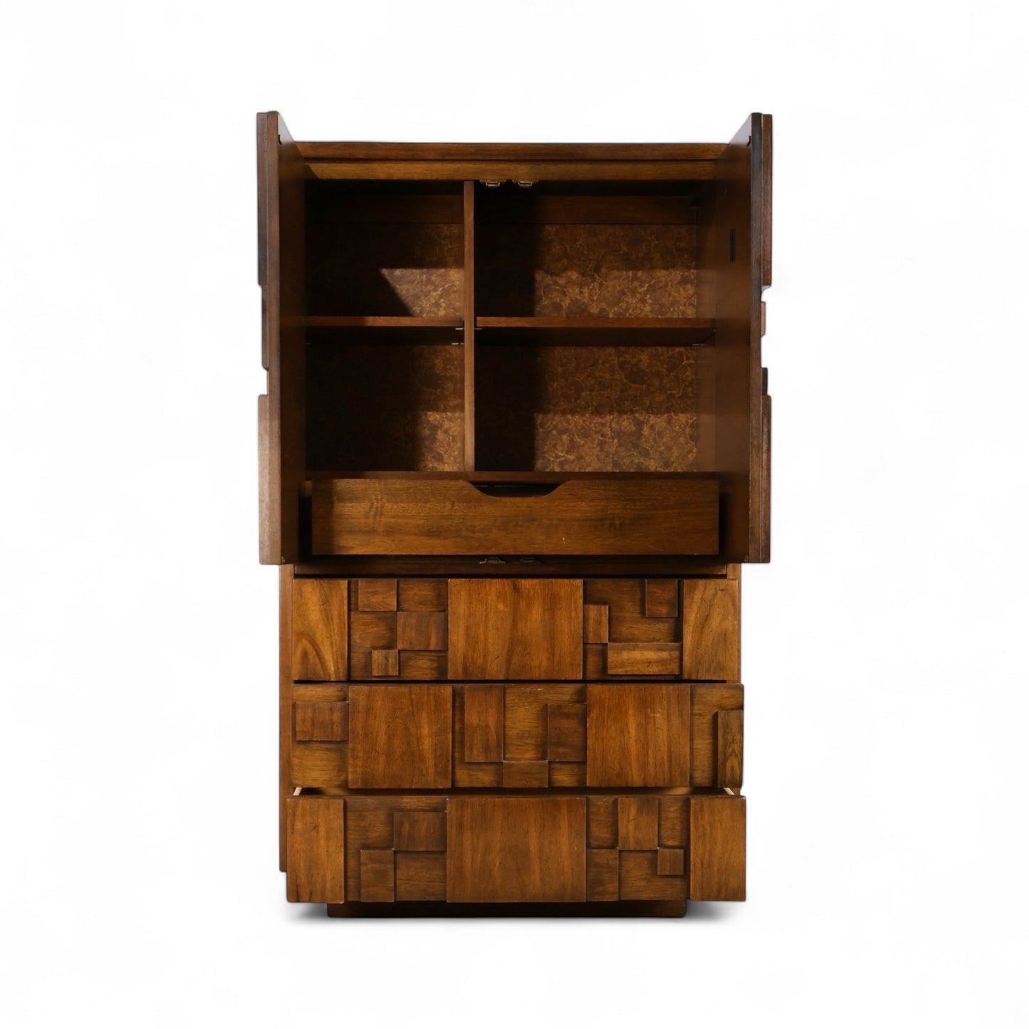 Lane Staccato Vintage Brutalist Mid Century Modern Armoire c. 1960s