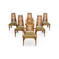 Young Manufacturing Mid Century Modern High Back 7 Slats Set of 6 Cat Eye Dining Chairs c. 1960s