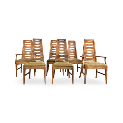 Young Manufacturing Mid Century Modern High Back 7 Slats Set of 6 C... — front view