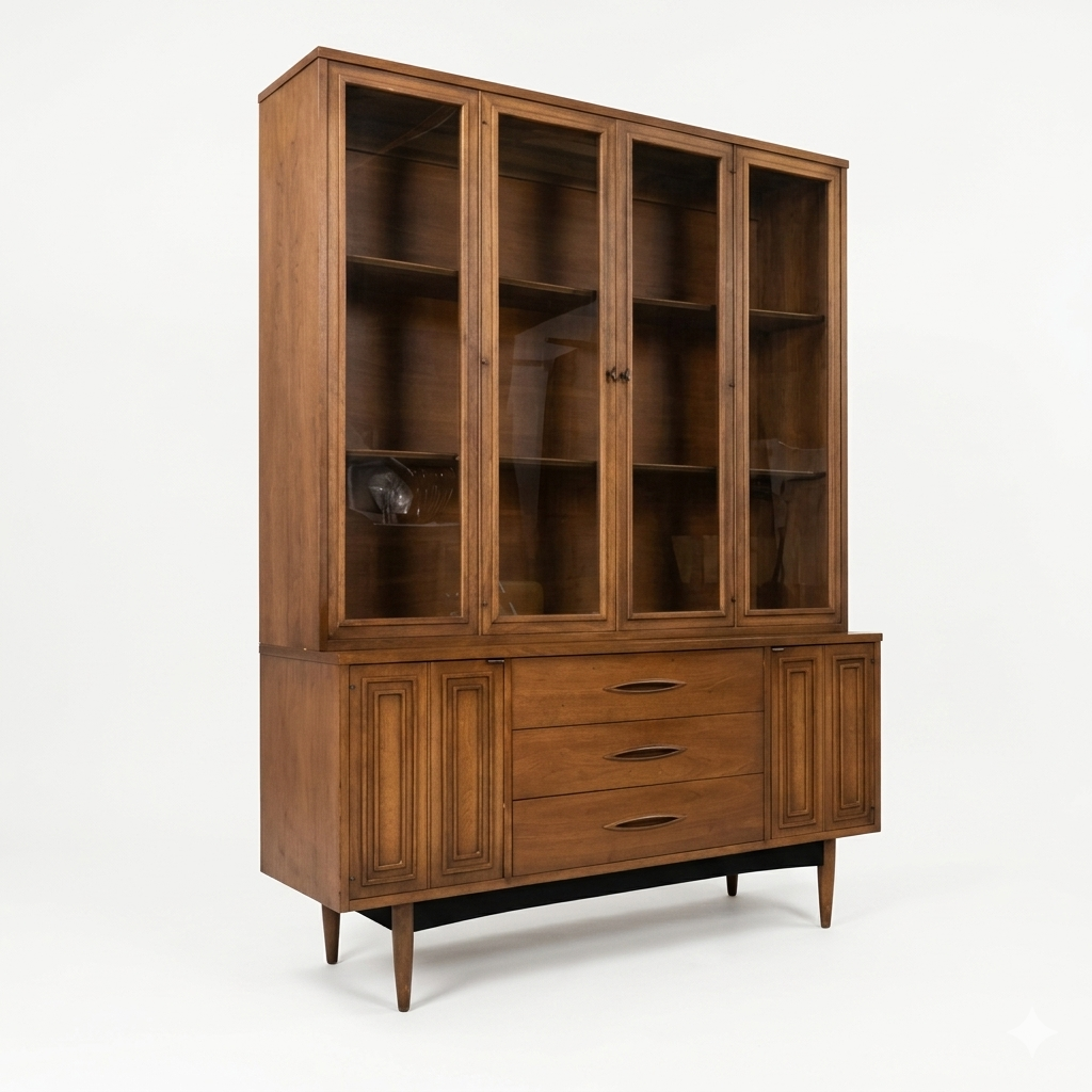 Broyhill Sculptra Vintage Mid Century Modern China Cabinet c