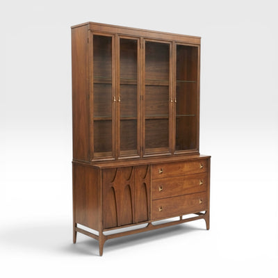 Broyhill Brasilia Vintage Mid Century Modern 2 Piece China Cabinet Hutch c. 1960s