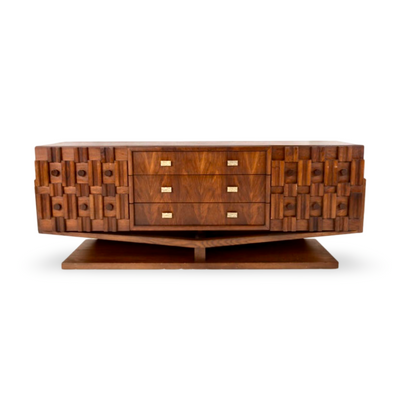 Tobago Furniture Brutalist Vintage Mid Century Modern Paul Evans St... — walnut construction, front view