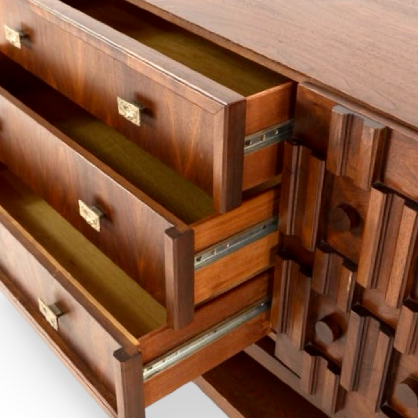 Mid Century Modern dresser with nine drawers, vintage style