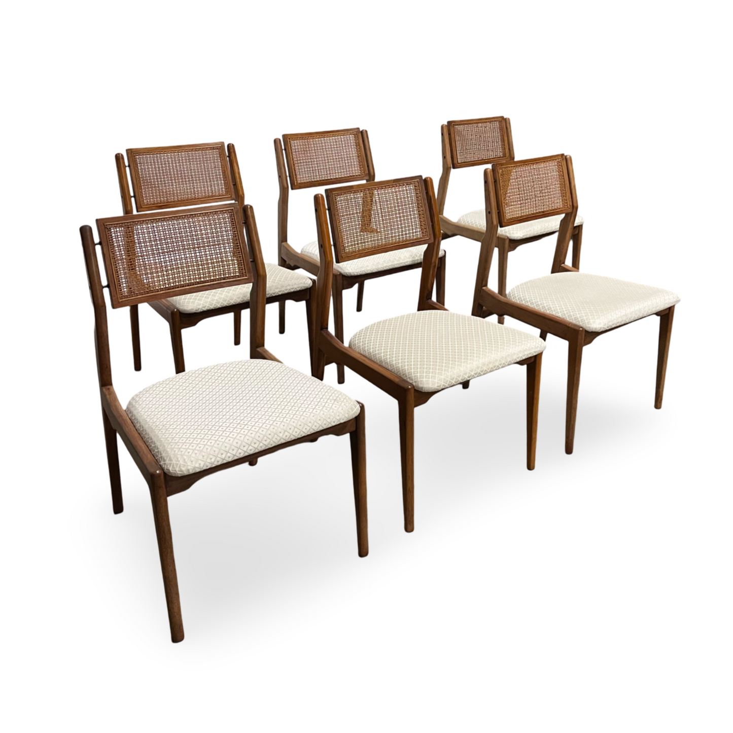 Specialty Woodcraft dining chairs with brass inserts, vintage 1960s