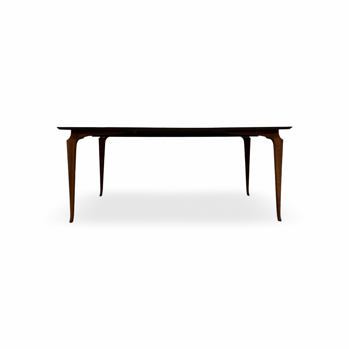Vintage MCM dining table with clean lines and sculpted legs, 1960s