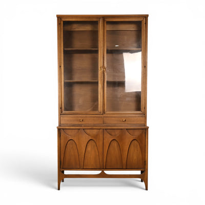 Broyhill Brasilia walnut two piece china cabinet full front view
