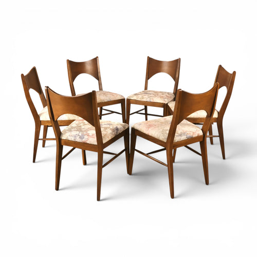 Broyhill Saga dining chairs side angle showing tapered legs and stretchers