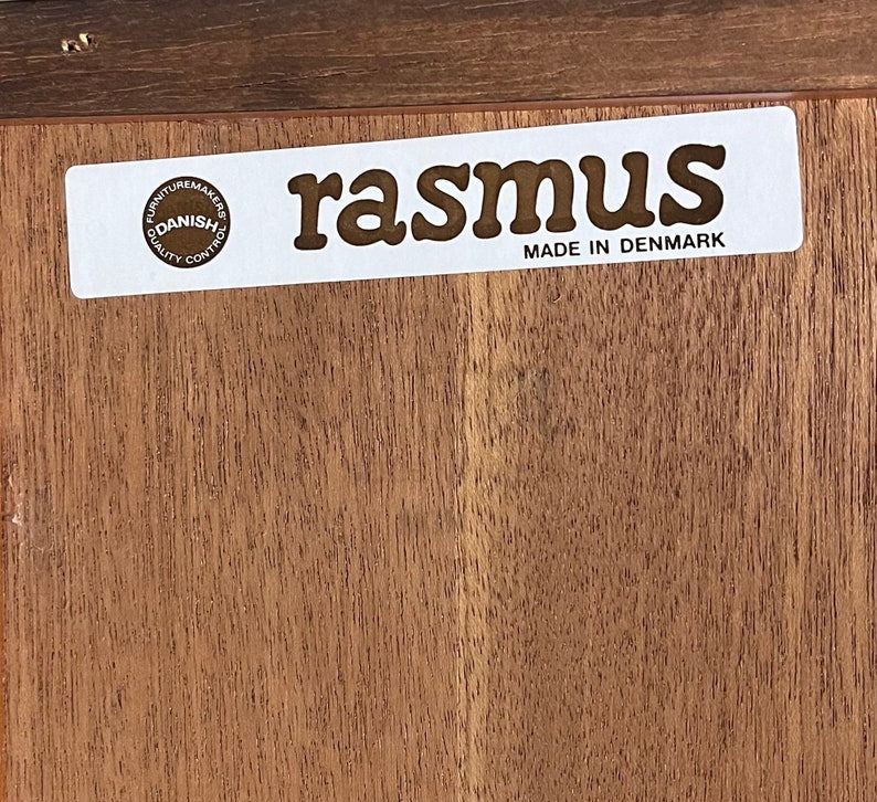 Rasmus Rosewood Display Cabinet Made in Denmark Label Tag