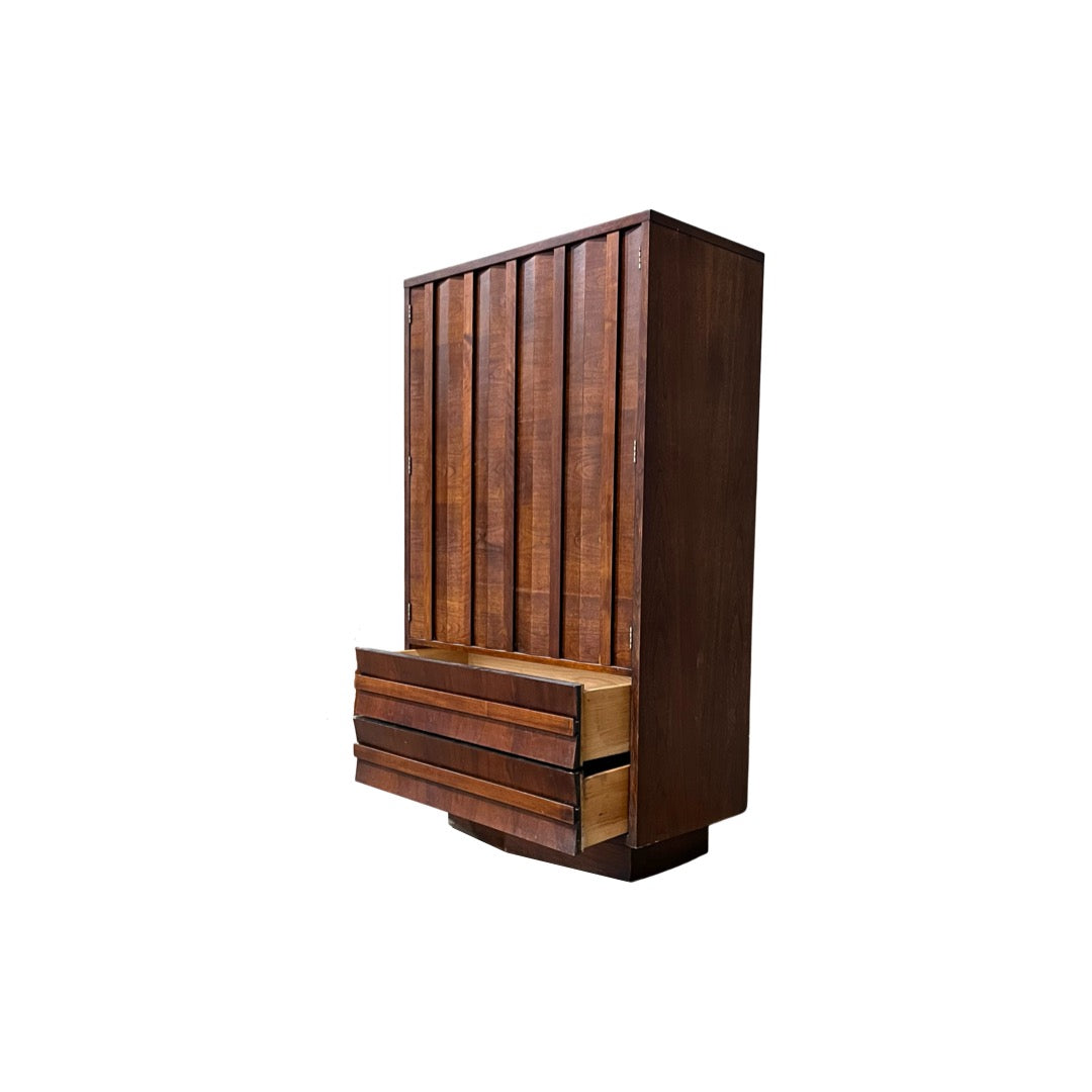 Lane Mid Century Modern Vintage Brutalist Armoire c. 1970s