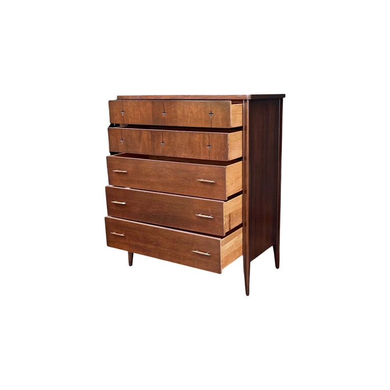 Broyhill Saga Vintage Mid Century Modern Highboy Dresser 1960s