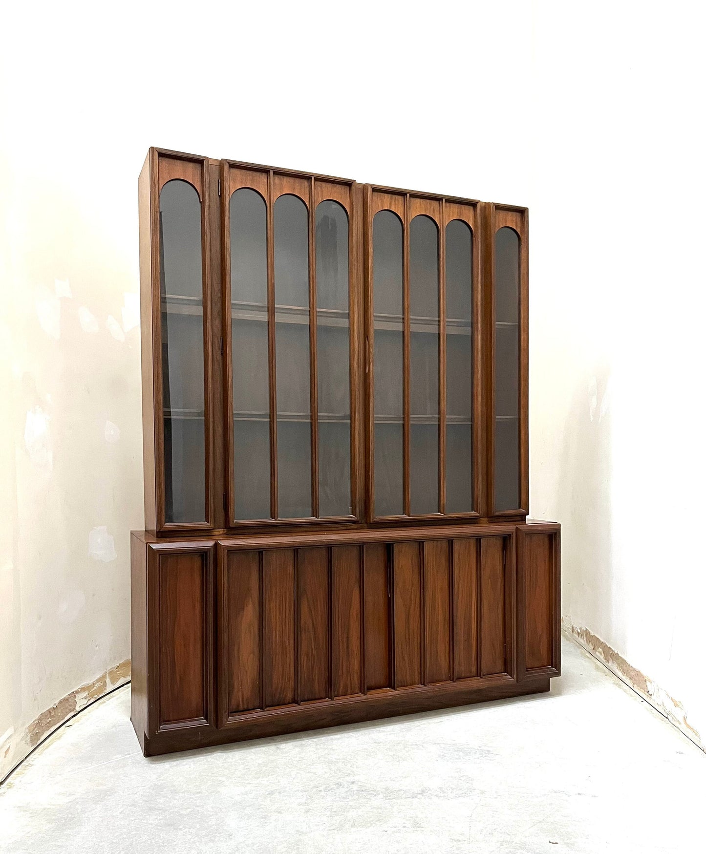 Vintage 1960’s mid century modern Scandinavian lighted china cabinet by Keller Furniture